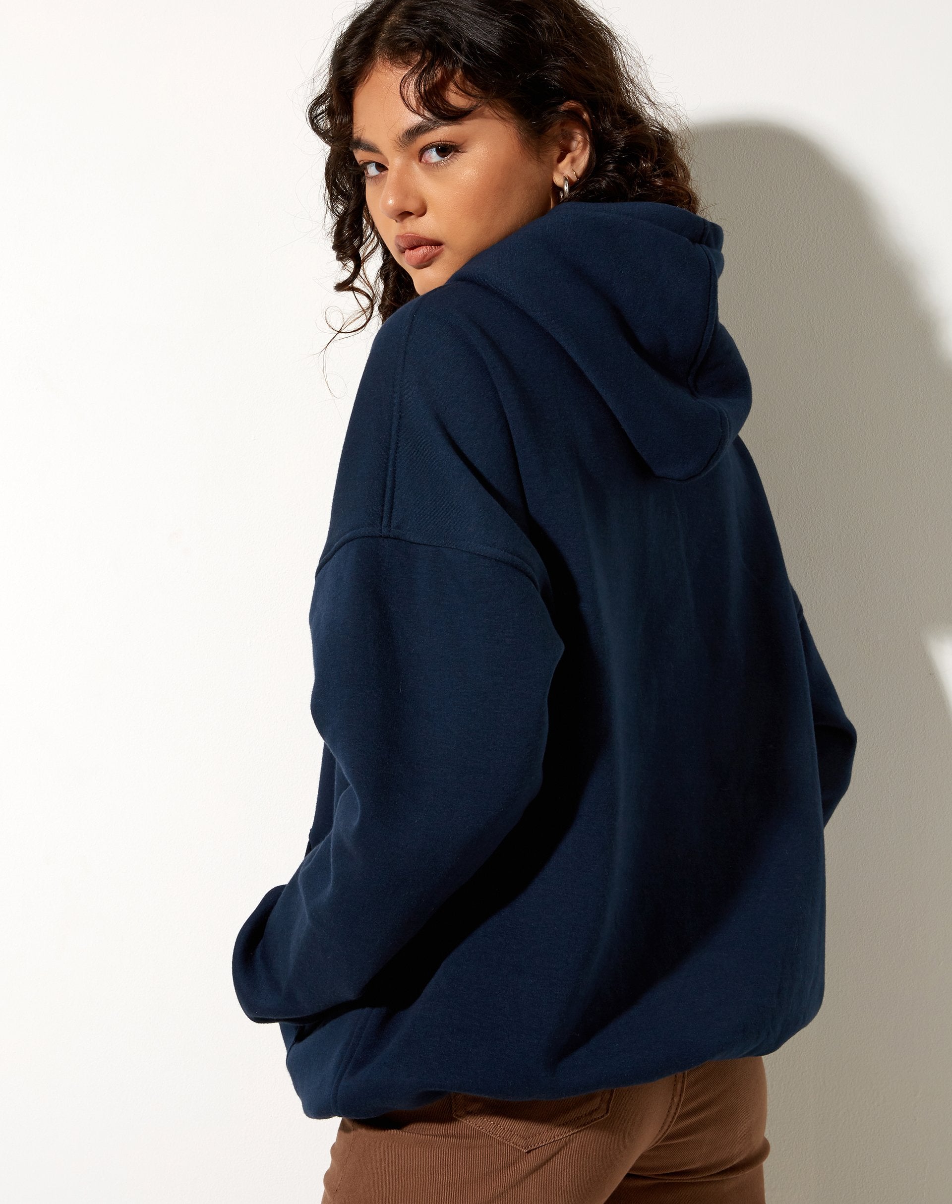 Afbeelding van Oversize Hoodie in Navy Pony Club Mix Embro