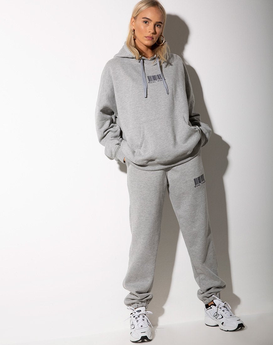 Afbeelding van Oversize Hoody in Greymarl Motel Barcode Embro