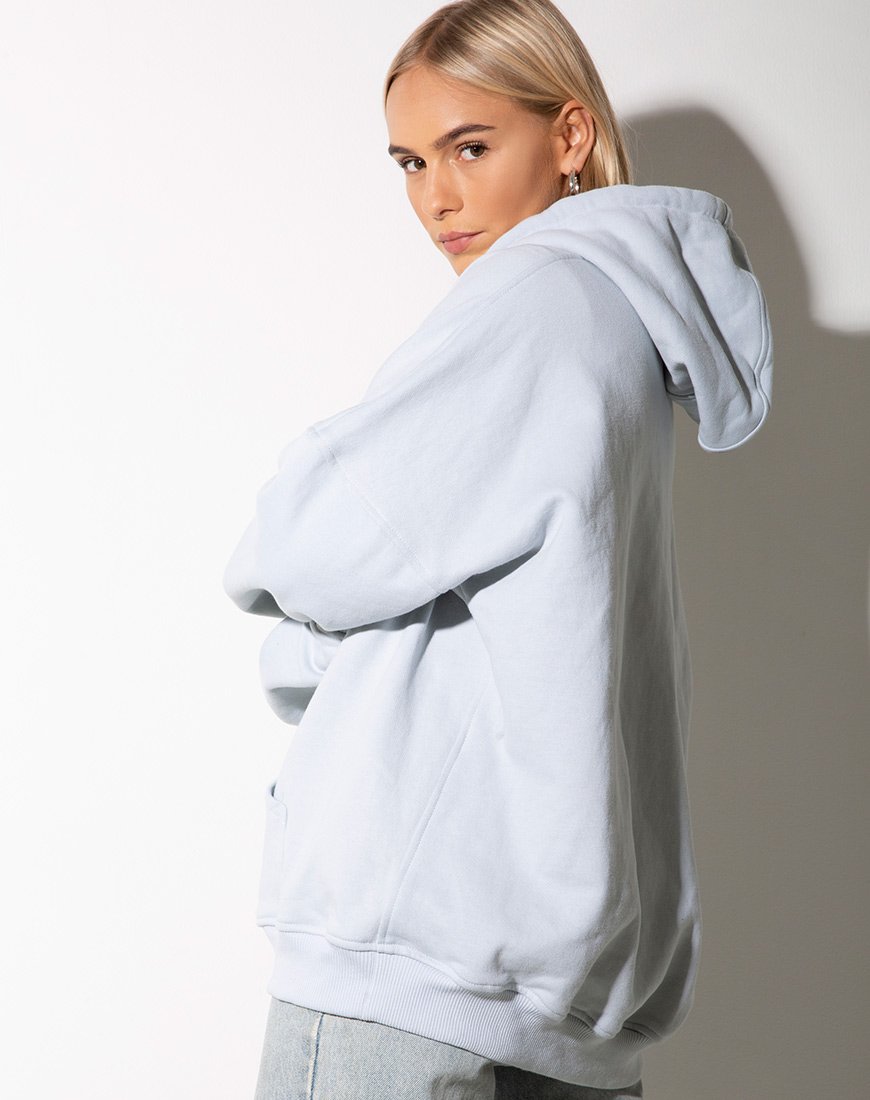 Afbeelding van Oversize Hoody in Baby Blue met Lemon Angel Embro