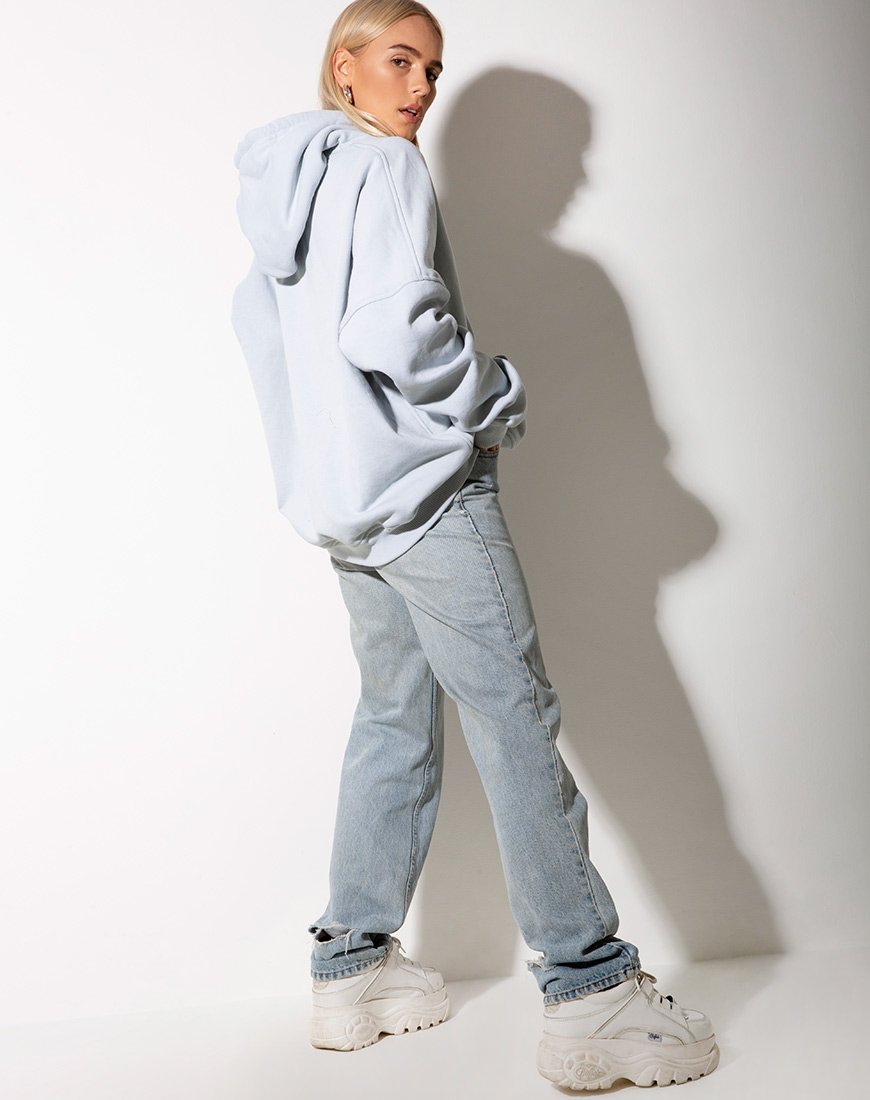 Afbeelding van Oversize Hoody in Baby Blue met Lemon Angel Embro