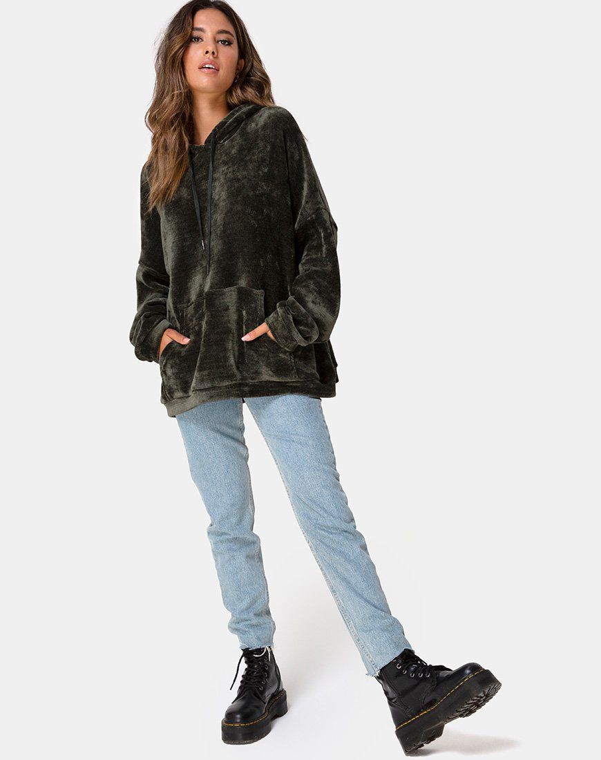 Afbeelding van Oversize Hoody in Chenille Olive
