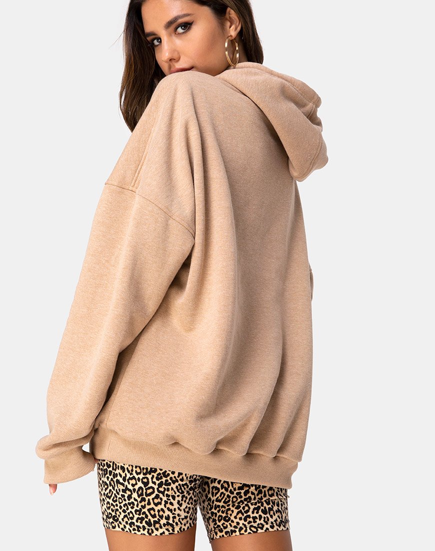 Afbeelding van Oversize Hoody in Tan I Want it Embro