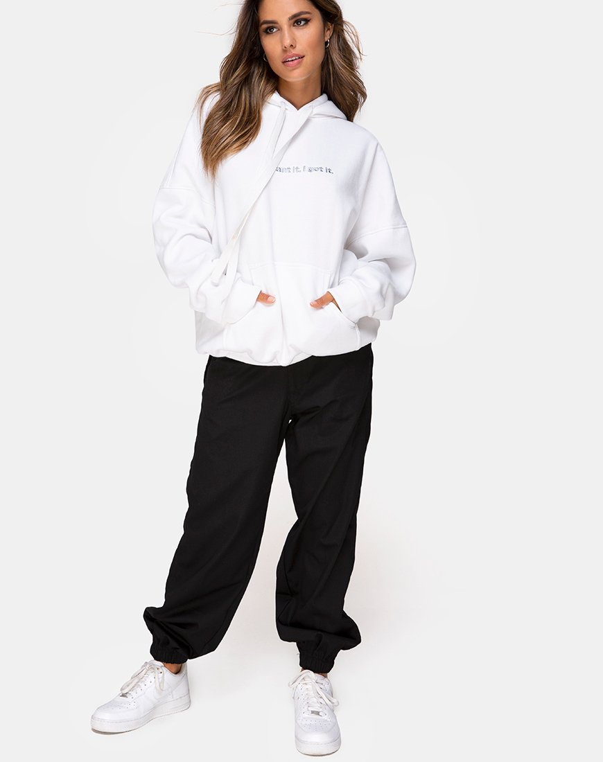 Afbeelding van Oversize Hoody in Wit I Want it Embro