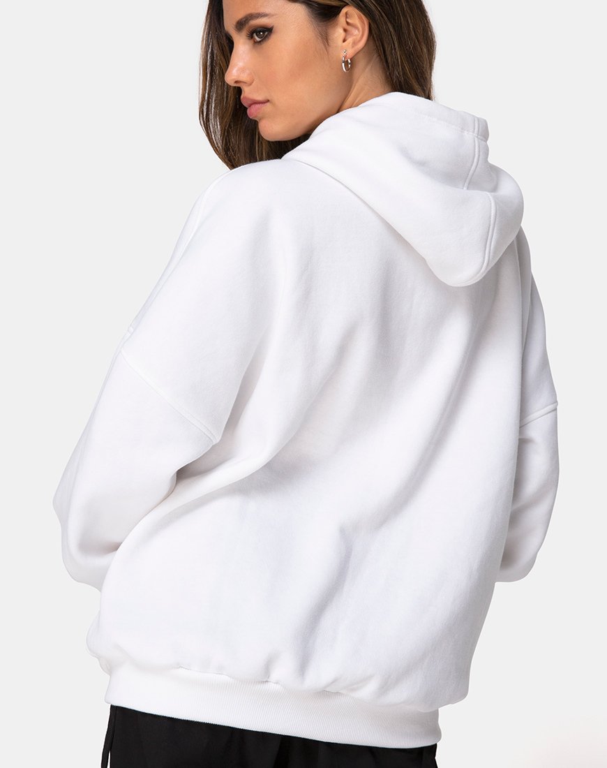 Afbeelding van Oversize Hoody in Wit I Want it Embro