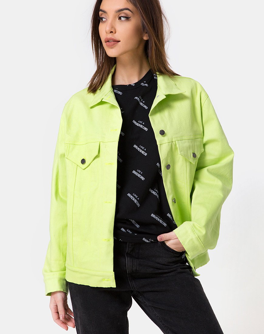 Denim oversized jas in Lime
