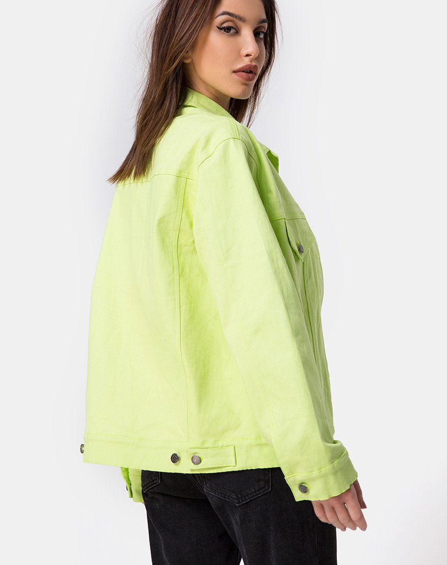 Denim oversized jas in Lime