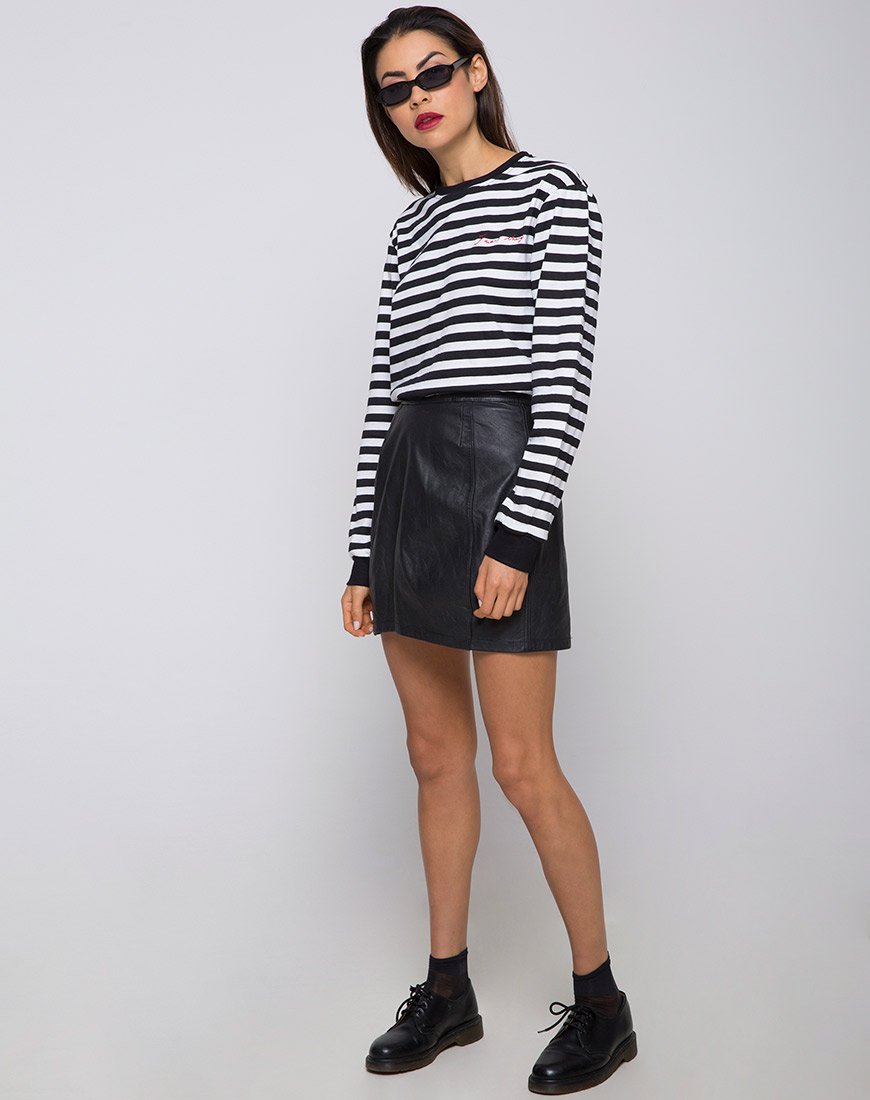 Longsleeve oversized T-shirt in I Want Change BW Stripe