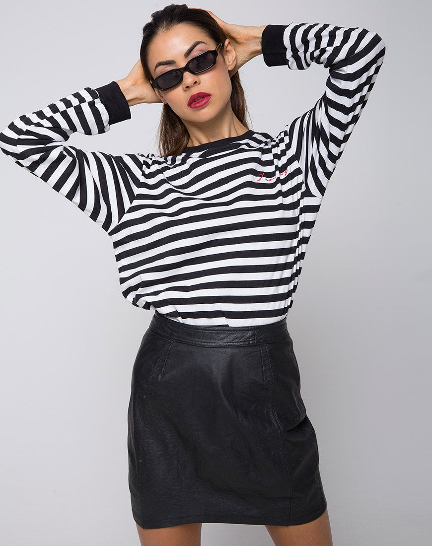 Longsleeve oversized T-shirt in I Want Change BW Stripe
