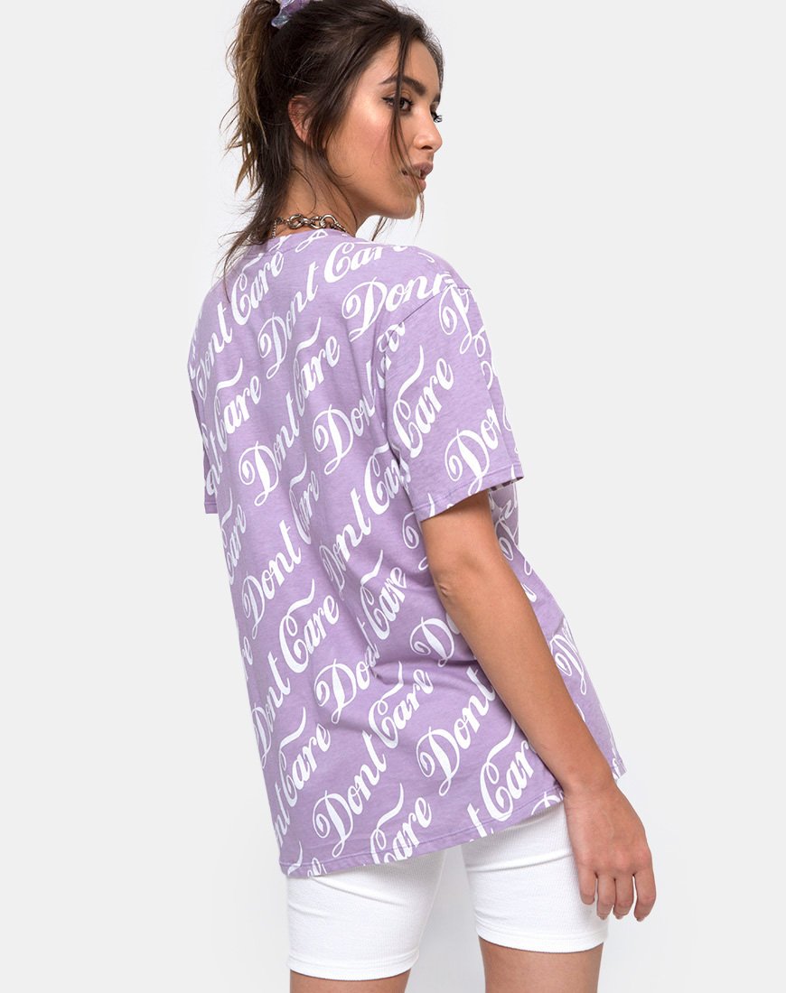 Oversized Basic T-shirt in lila "Don't Care