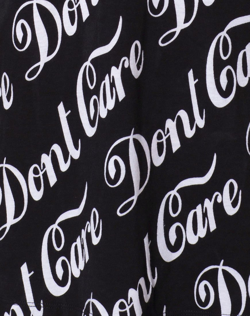 Afbeelding van Oversize Basic T-shirt in Zwart Don't Care Full Print van Mote