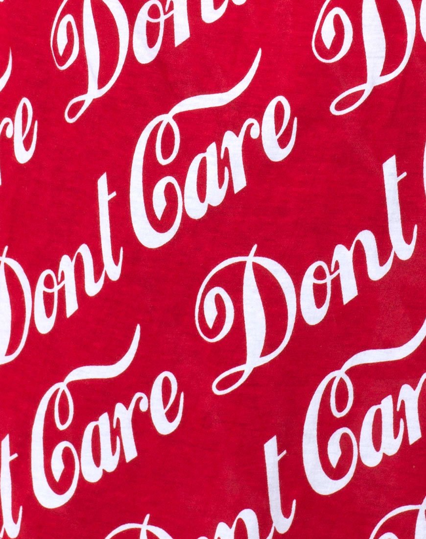 Afbeelding van Oversize Basic Tee in Red Don't Care Full Print
