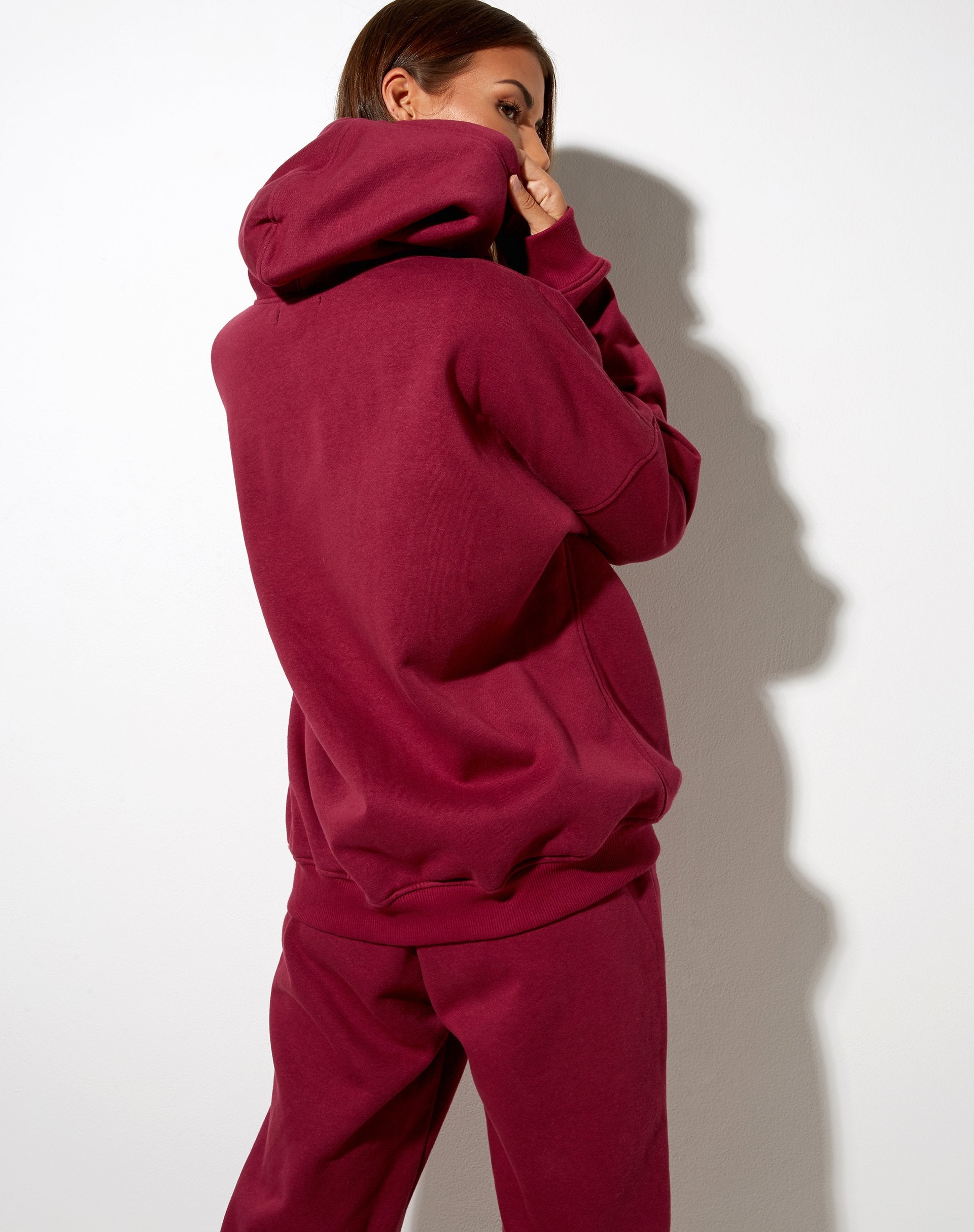 Afbeelding van Oversize Hoodie in Burgundy Angel Embro