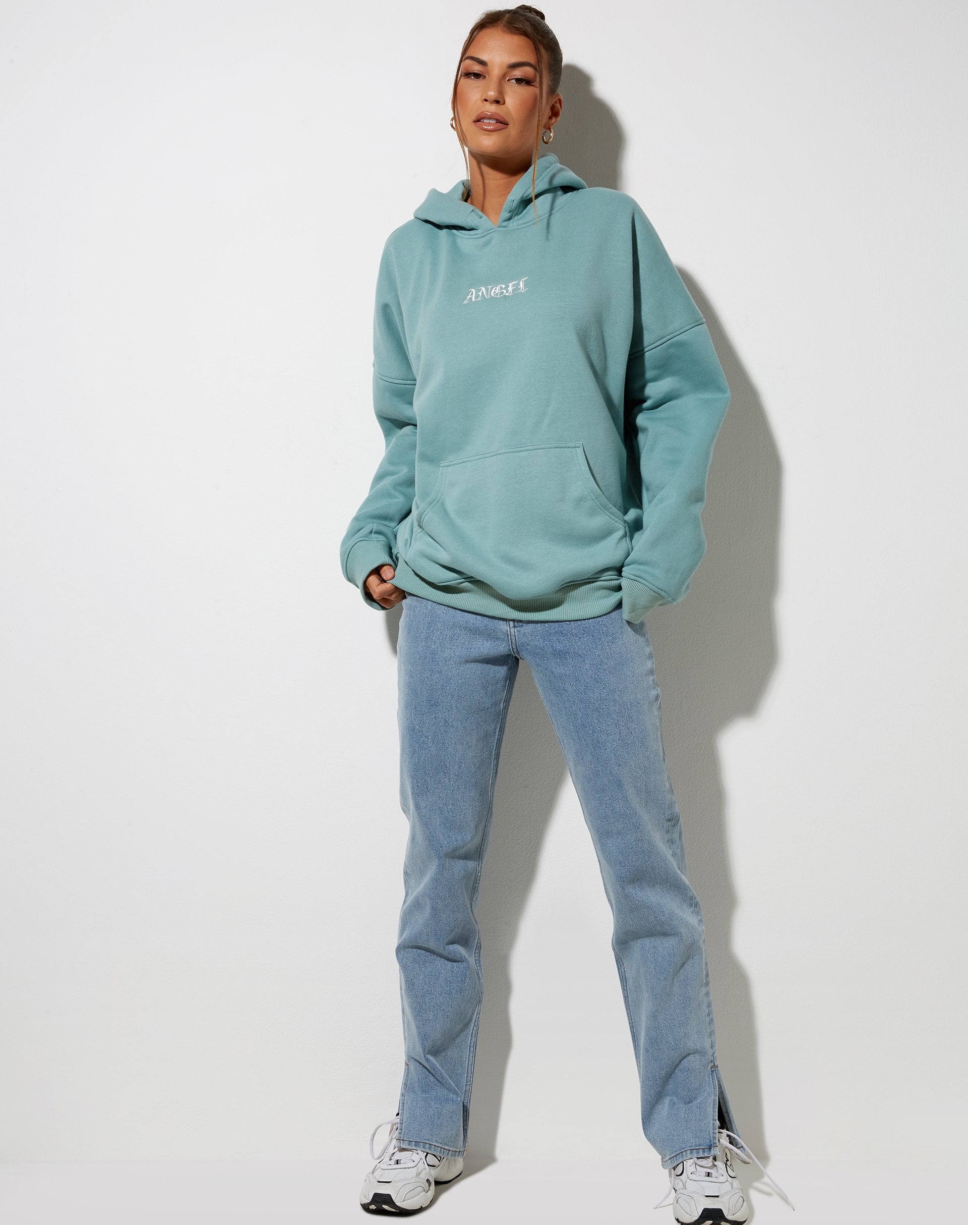 Afbeelding van Oversize Hoodie in Seafoam Angel Embro