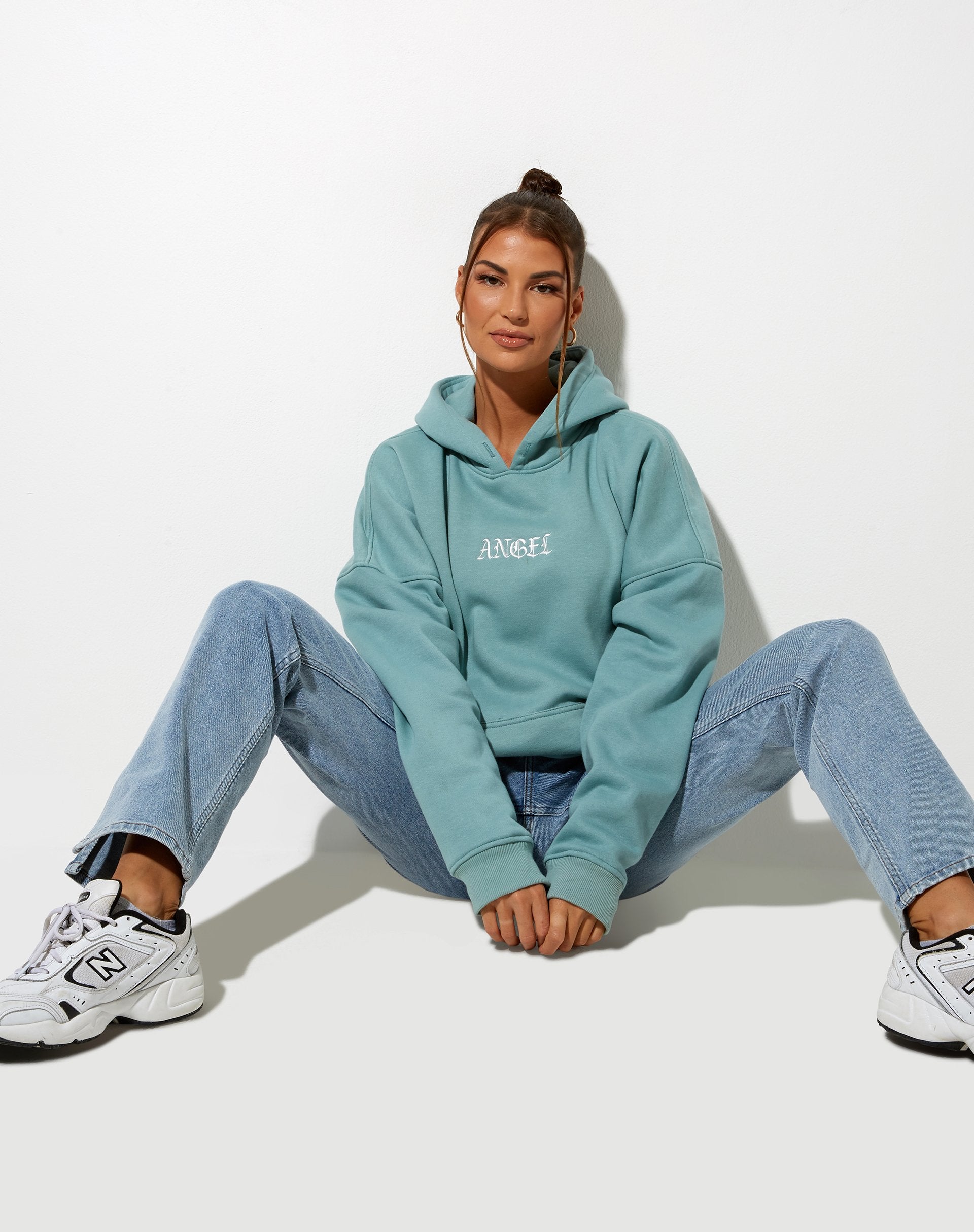 Afbeelding van Oversize Hoodie in Seafoam Angel Embro