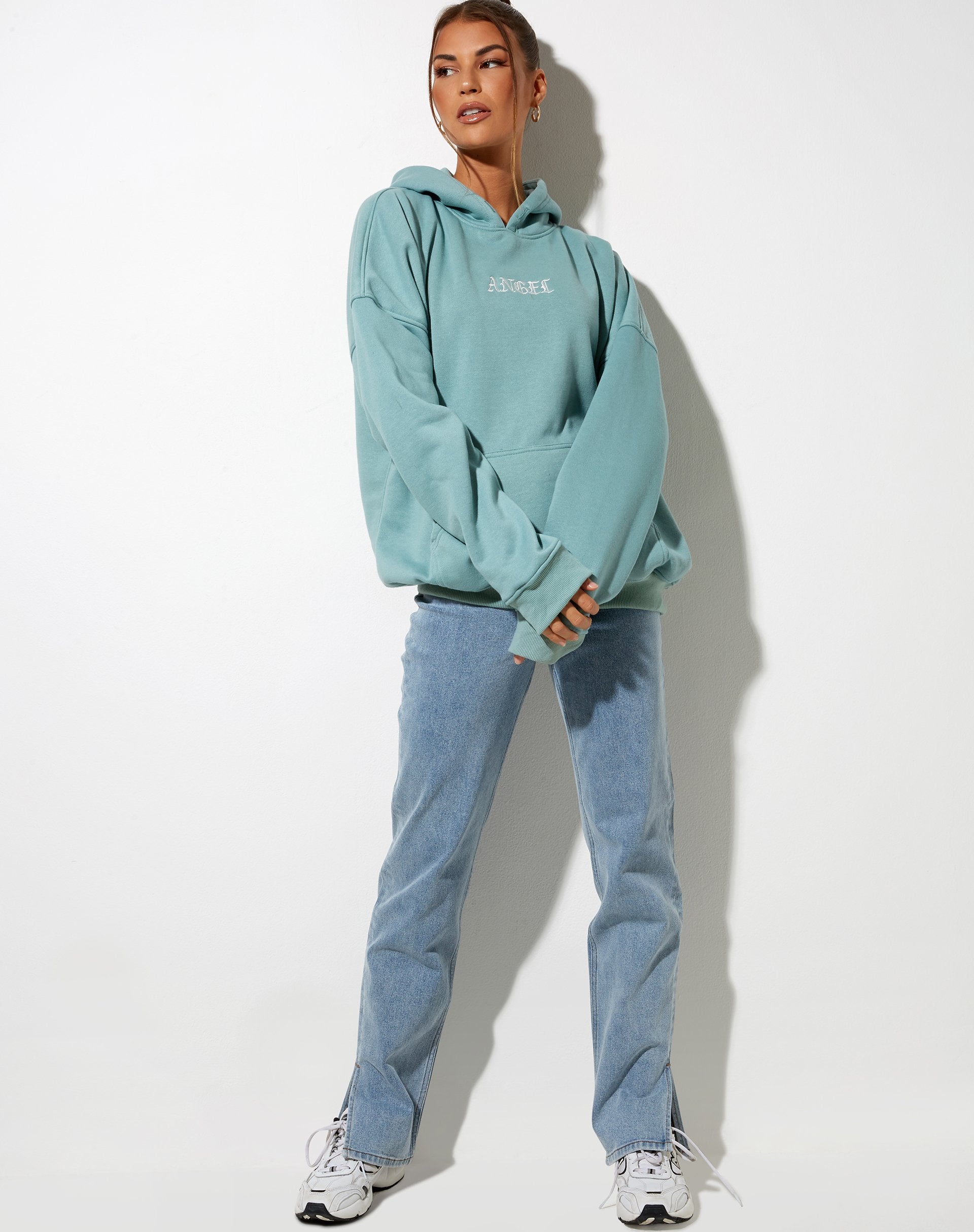 Afbeelding van Oversize Hoodie in Seafoam Angel Embro