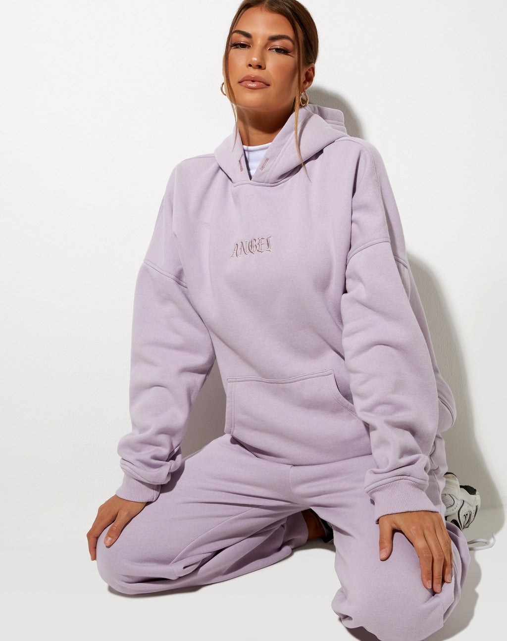 Oversized Hoodie in Violet 'Angel' Embro