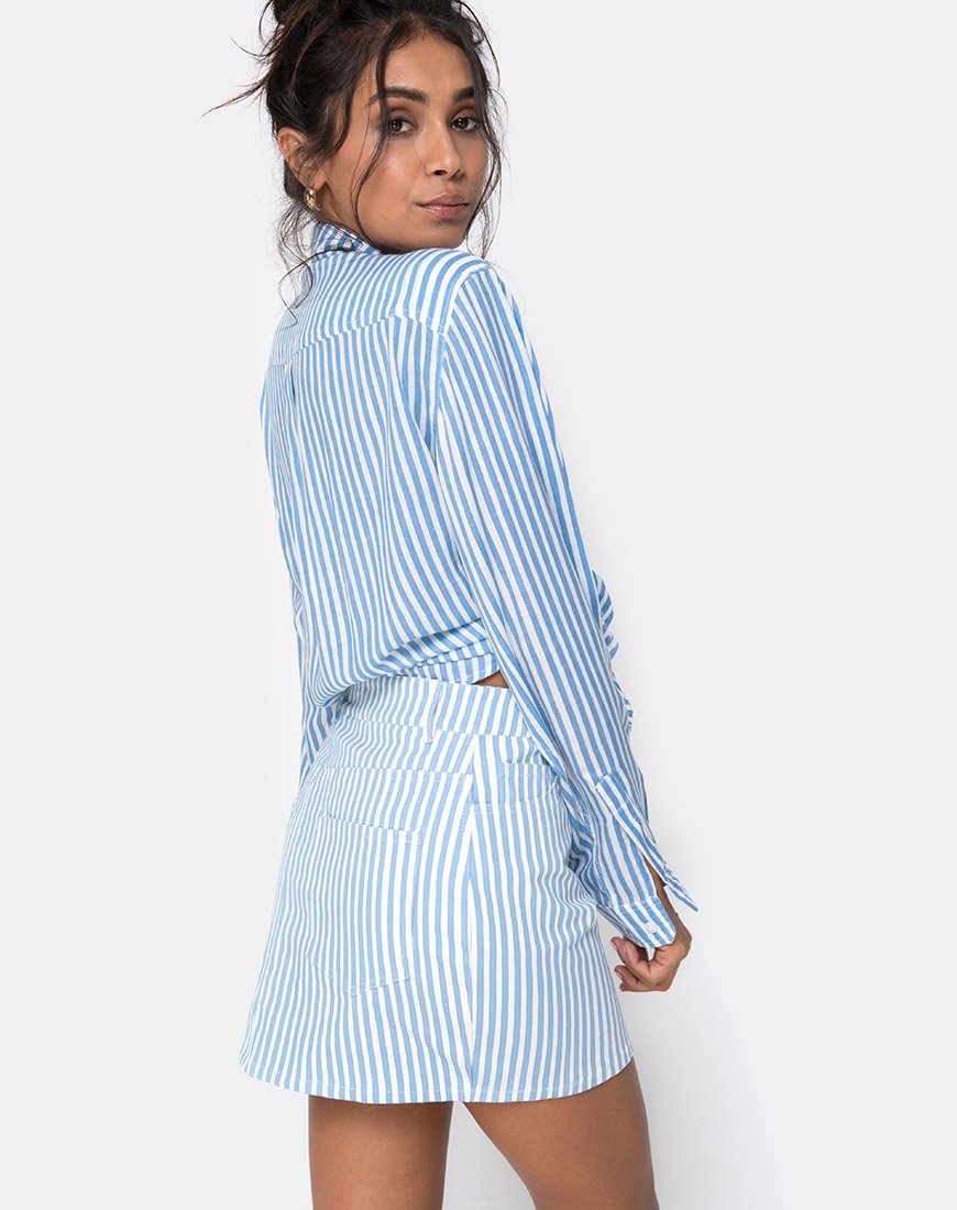 Afbeelding van Mini bezemrokje in Basic Stripe Blauw en Wit
