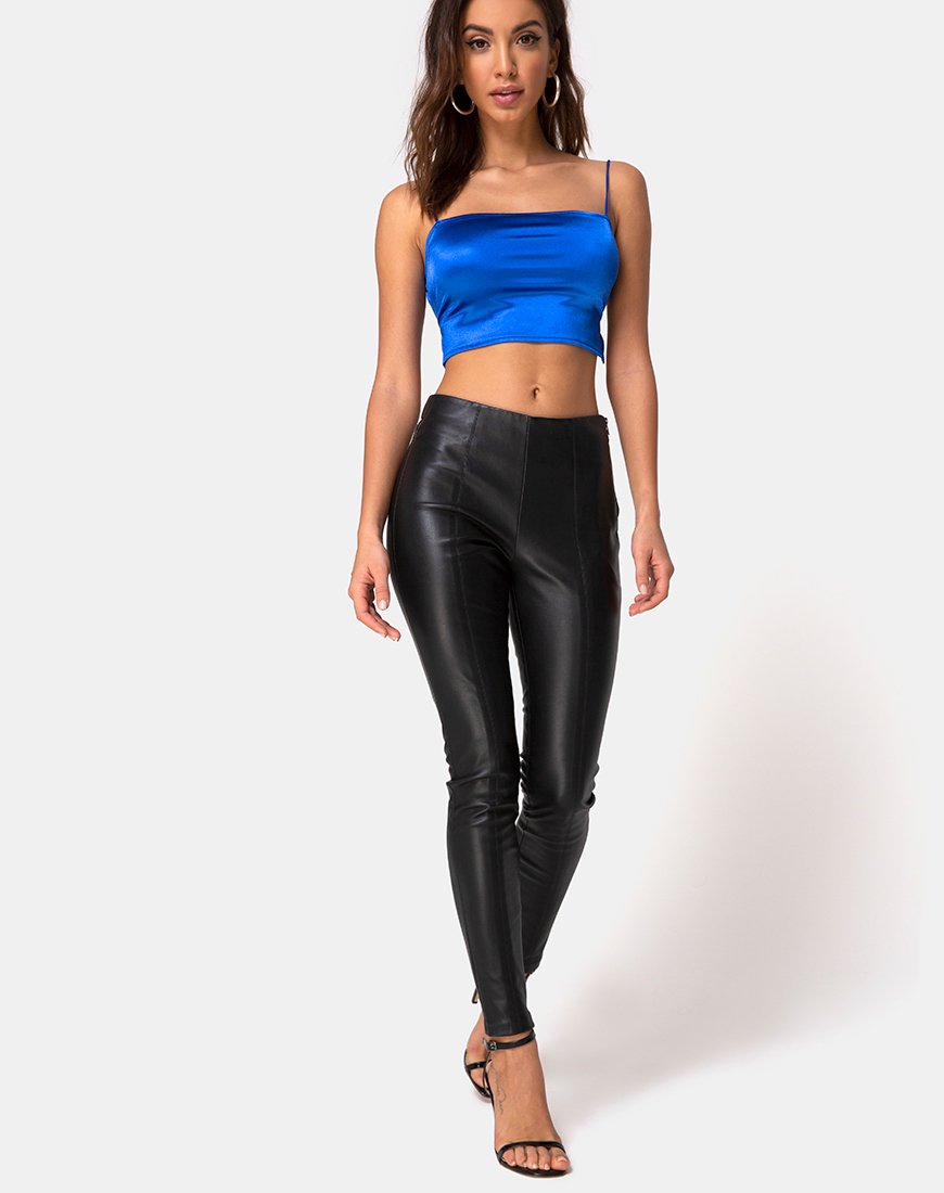 Afbeelding van Cinia Crop Top in Satijn Saffier Spandex