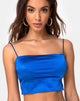 Afbeelding van Cinia Crop Top in Satijn Saffier Spandex