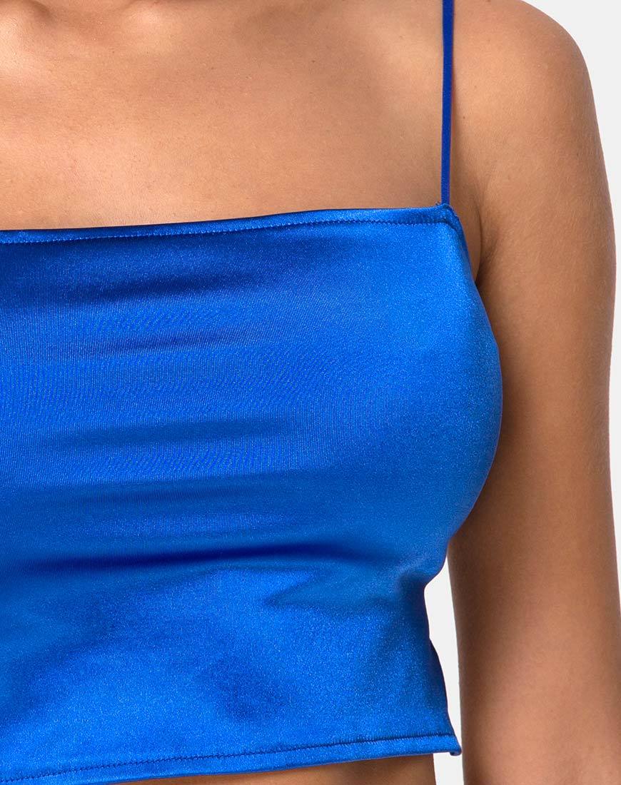 Afbeelding van Cinia Crop Top in Satijn Saffier Spandex