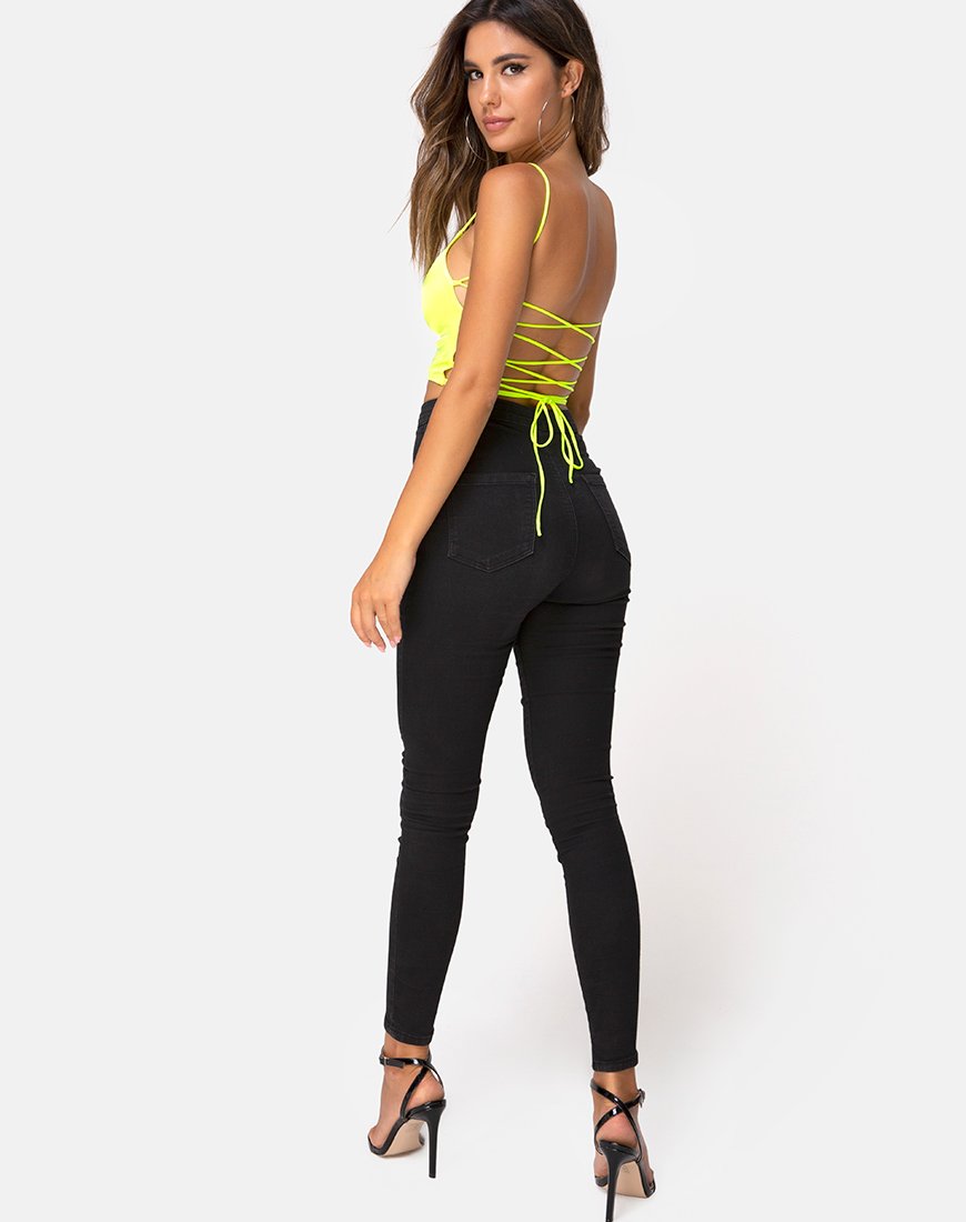 Afbeelding van Ozka Crop Top in Satijn Neon Geel