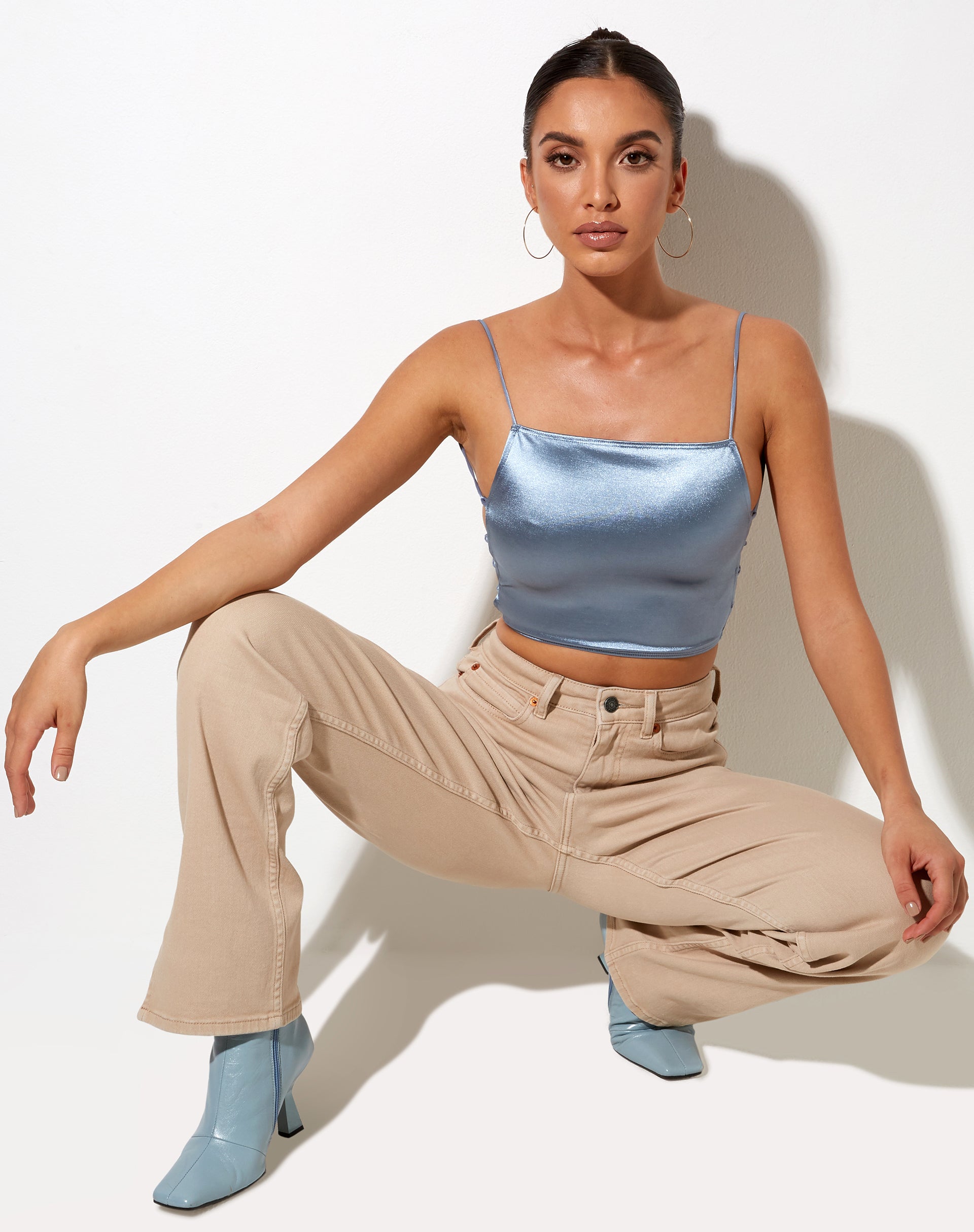 Afbeelding van Ozka Crop Top in Satijnblauw
