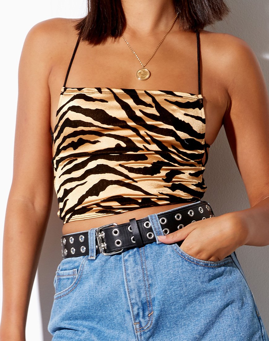 Ozka Crop Top in Tijgergoud