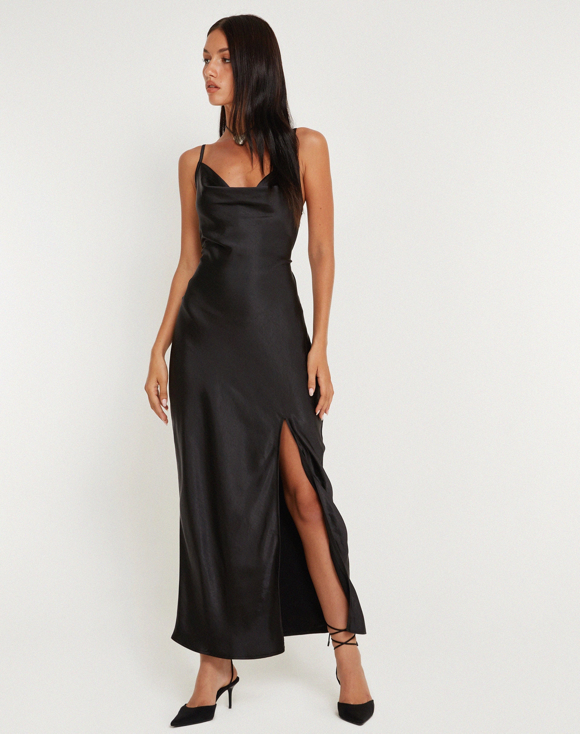Afbeelding van Padilla Maxi Dress in Satin Black