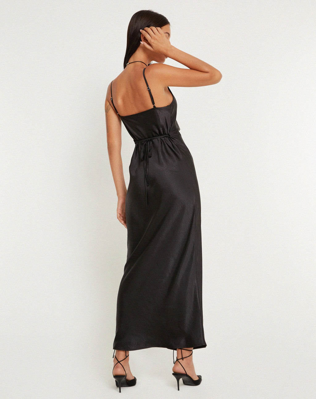 Padilla Maxi Dress in Satijn Zwart