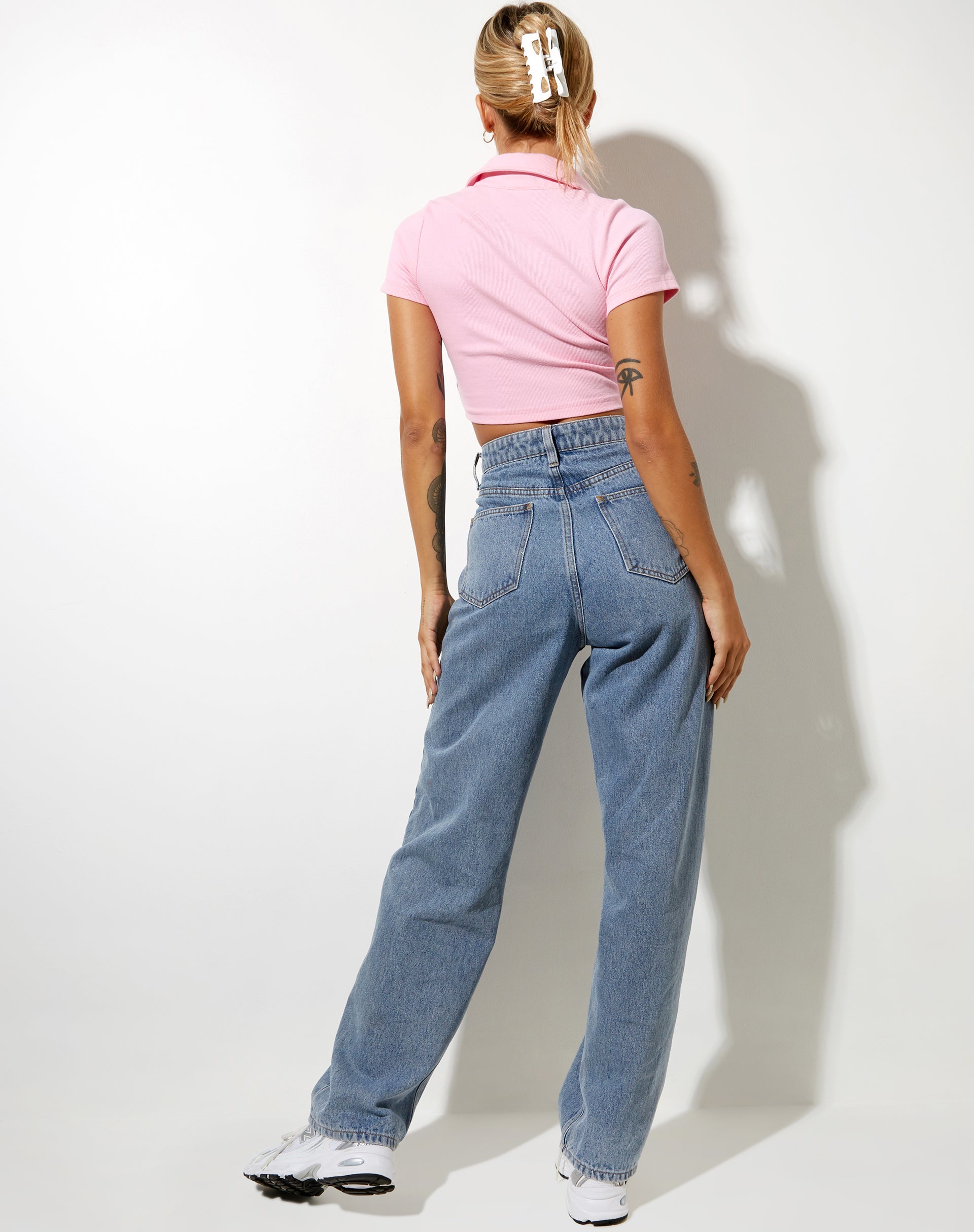 Afbeelding van Panya Cropped Shirt in Rib Baby Roze