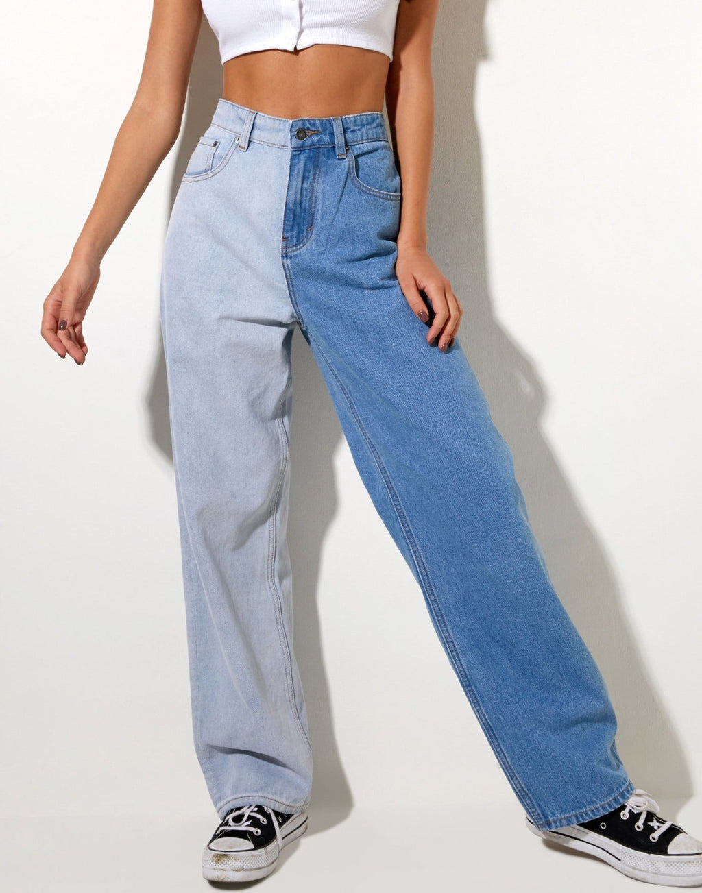 Half en Half Parallel Jean in Light Wash en Bleach Denim