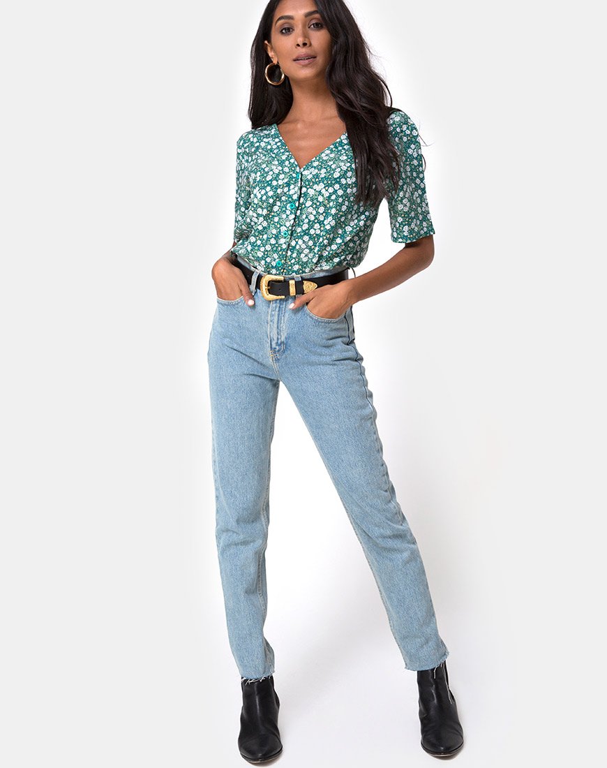 Afbeelding van Parki Top in Floral Field Green