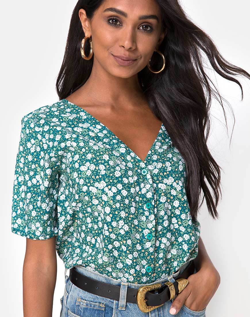 Afbeelding van Parki Top in Floral Field Green