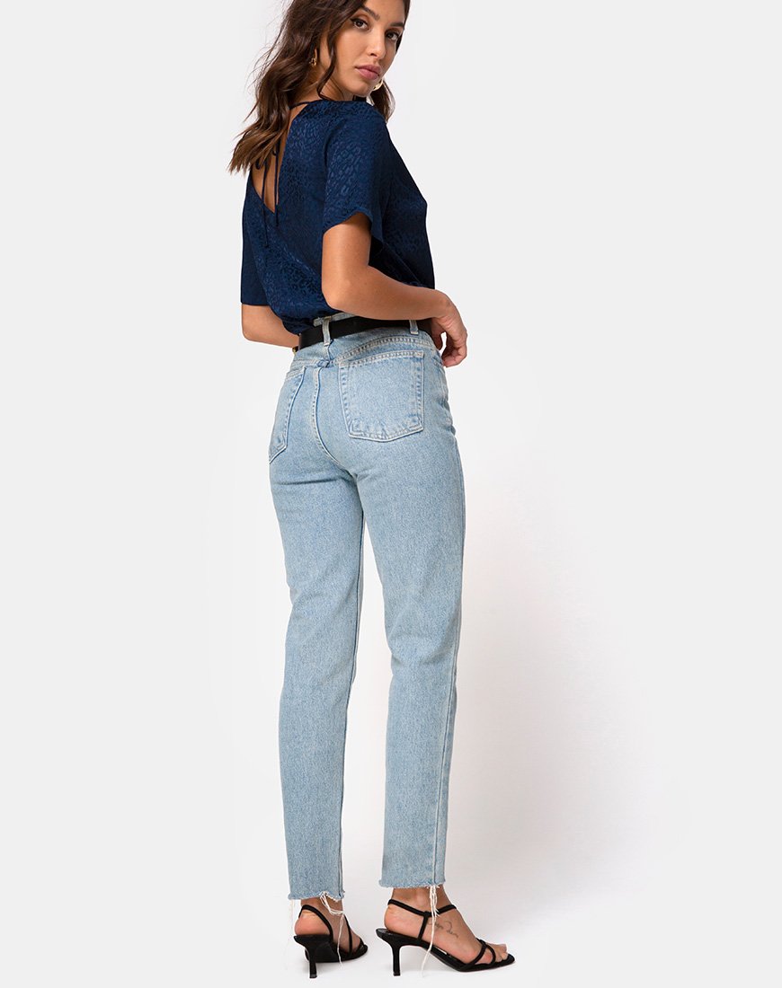 Afbeelding van Parki Top in Satijn Cheetah Navy
