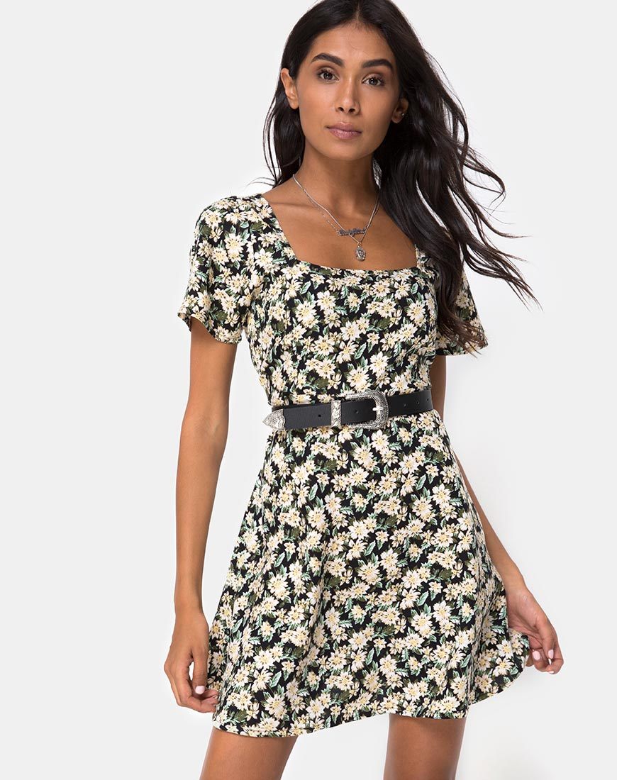 Peky Skater Jurk in Aster Zwart