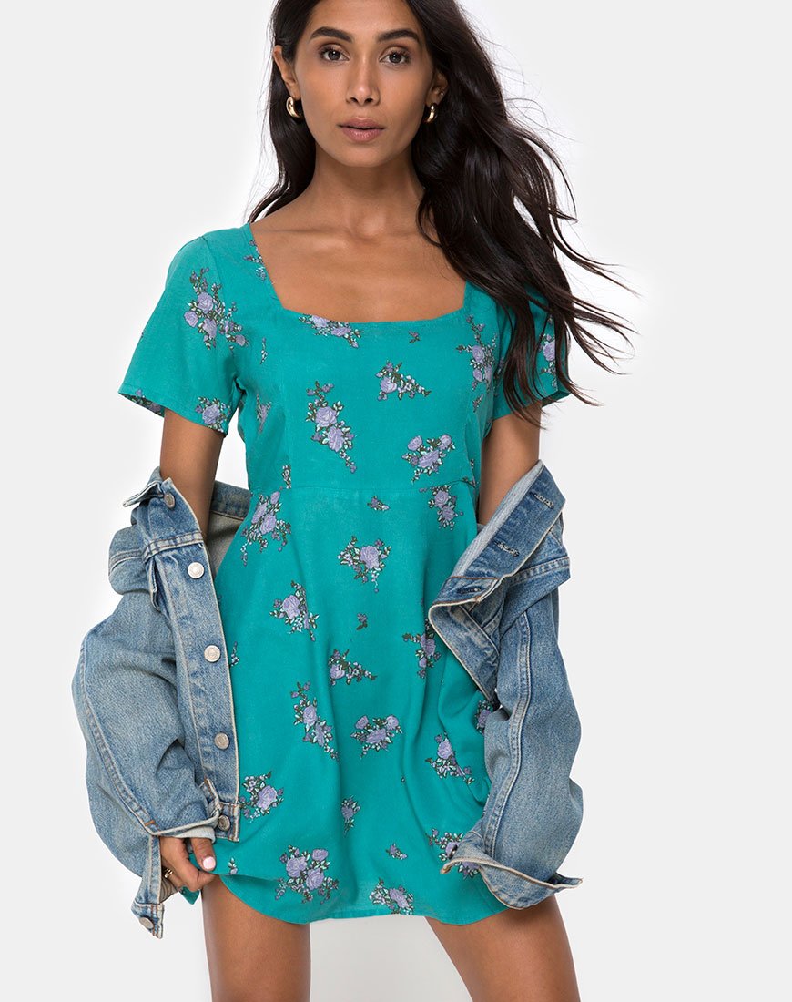 Afbeelding van Peky Babydoll Jurk in Soi Rose Groen