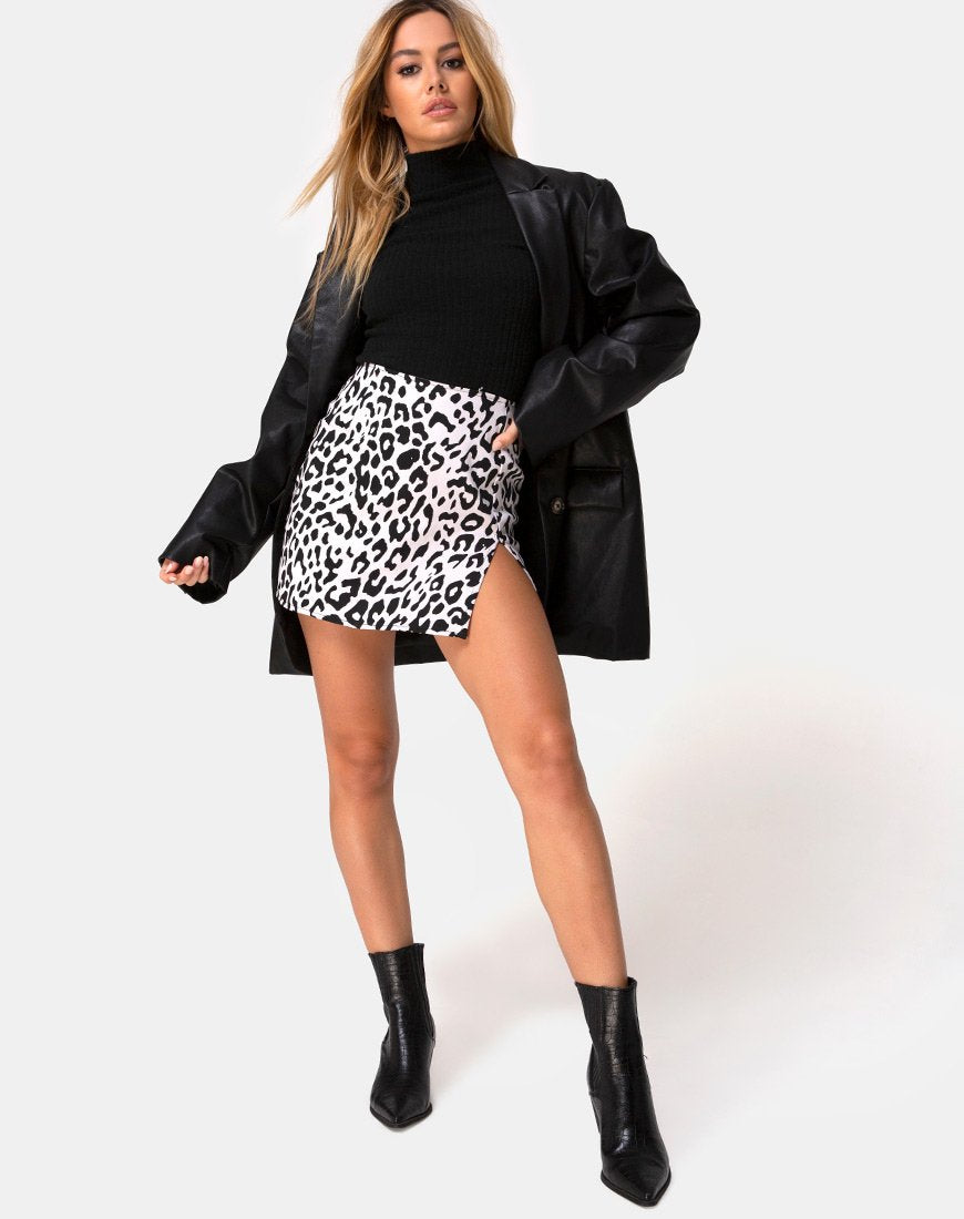 Afbeelding van Pelmet minirok in mono animal grijs wit