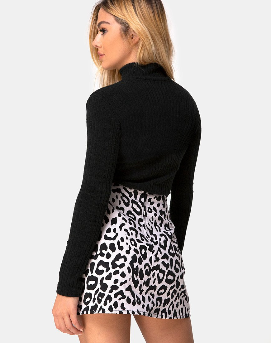 Afbeelding van Pelmet minirok in mono animal grijs wit