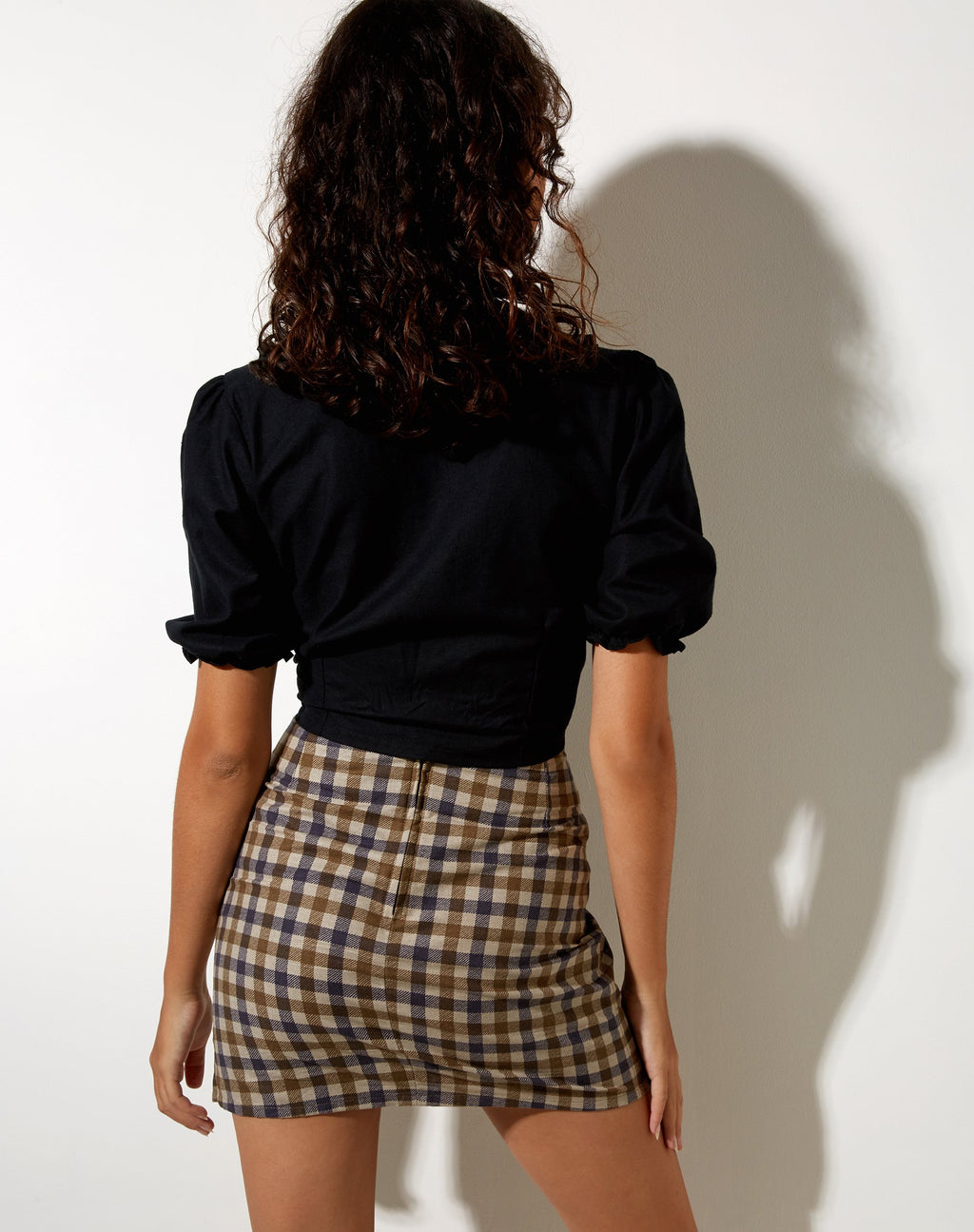 Pelmy minirok in 40's ruit Tan