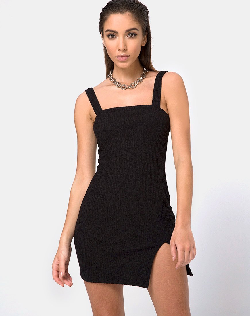 Afbeelding van Pendan Bodycon Jurk in Rib Zwart