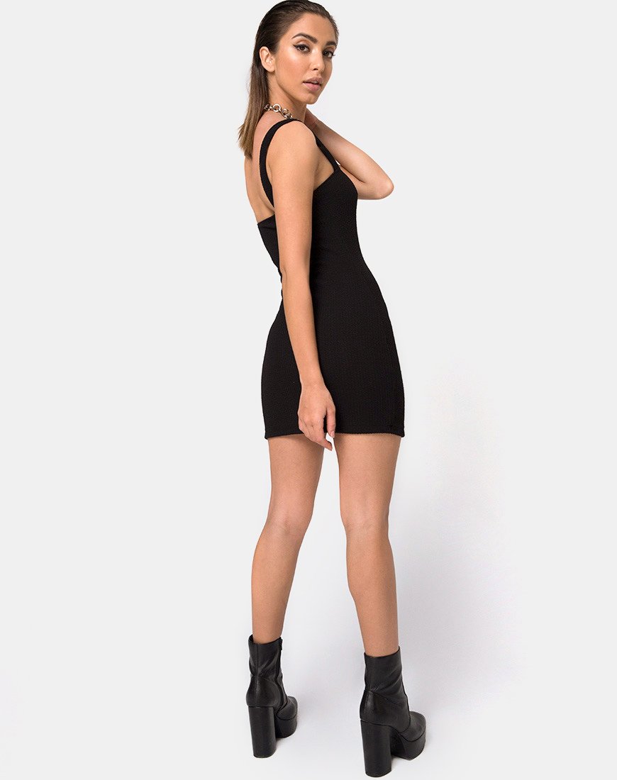 Afbeelding van Pendan Bodycon Jurk in Rib Zwart