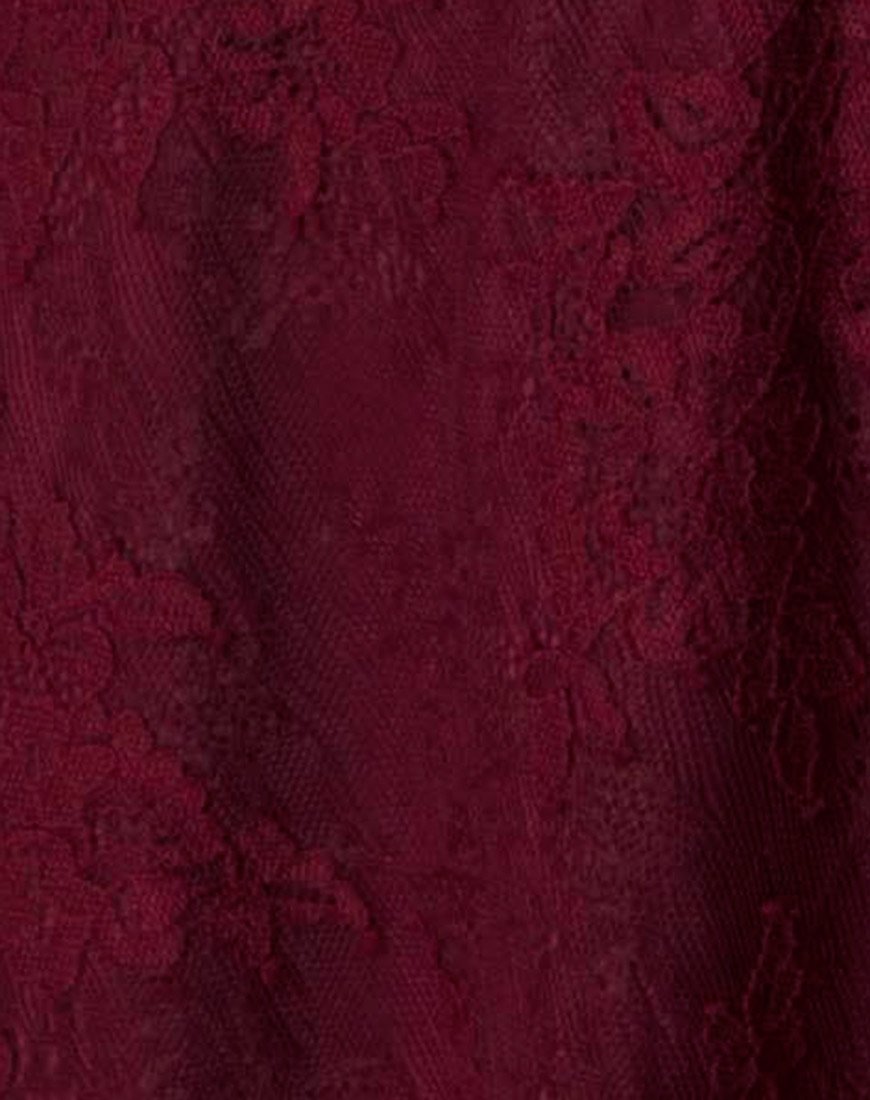 Afbeelding van Penley Skater Dress in Femme Lace Maroon