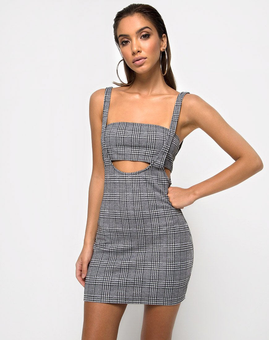 Afbeelding van Petra Bodycon Jurk in Charles Check Grijs