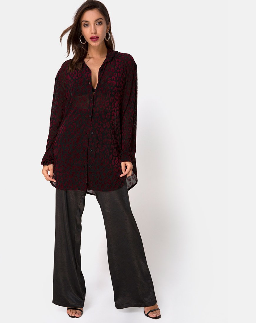 Afbeelding van Phobe shirt in rood luipaard vloknet