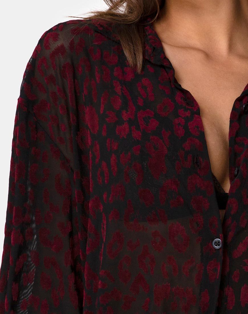 Afbeelding van Phobe shirt in rood luipaard vloknet