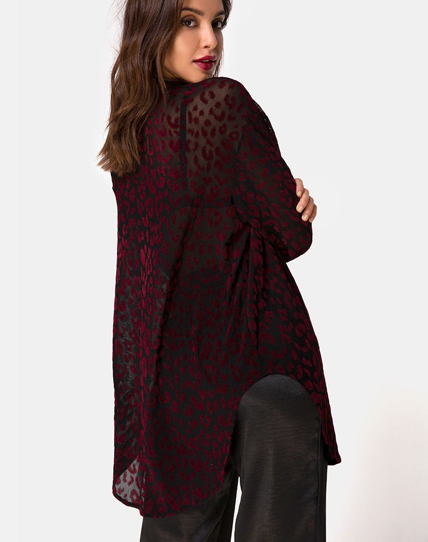 Phobe shirt in rood luipaardflocknet