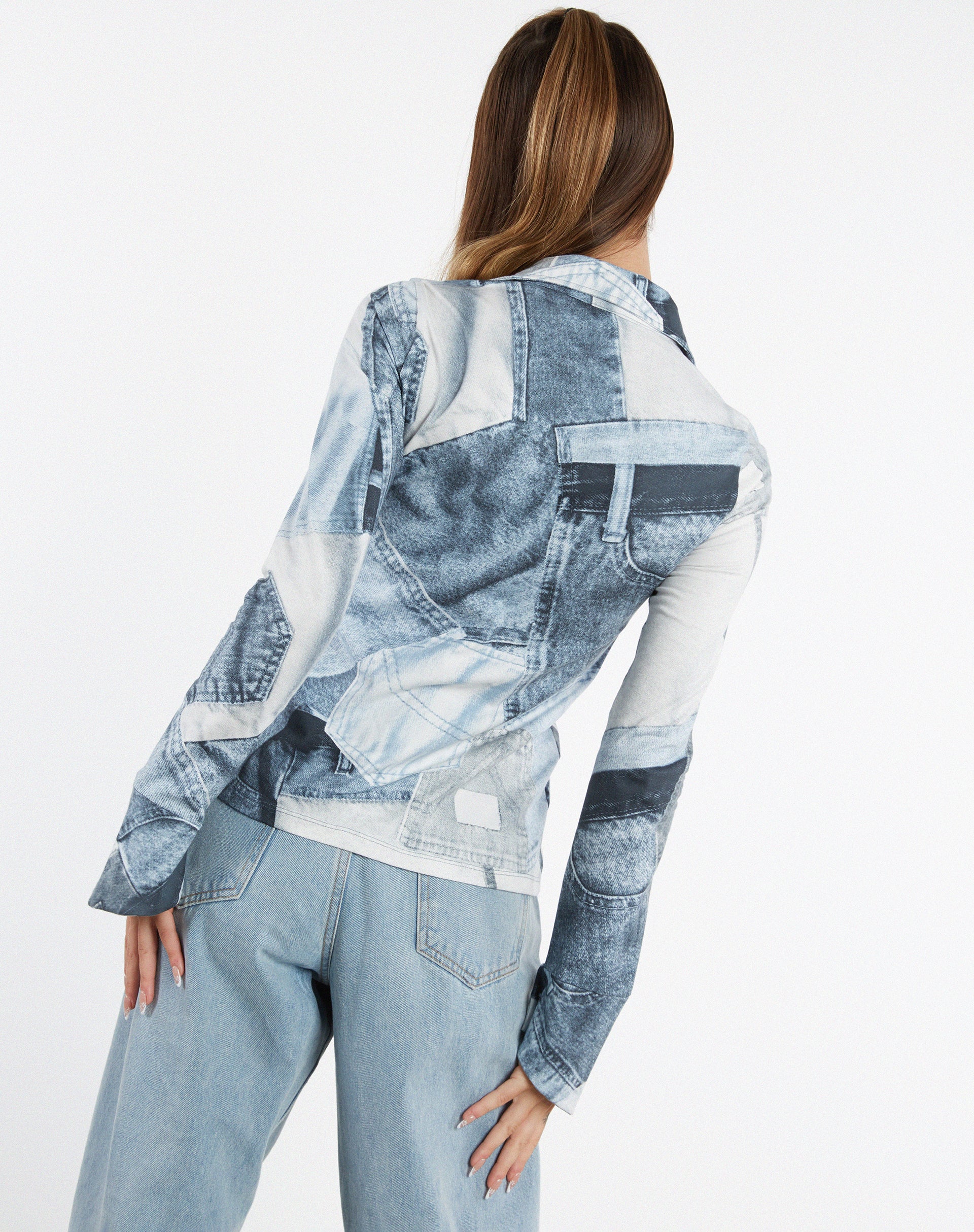 beeld van MOTEL X JACQUIE Phole Top in Denim Pocket