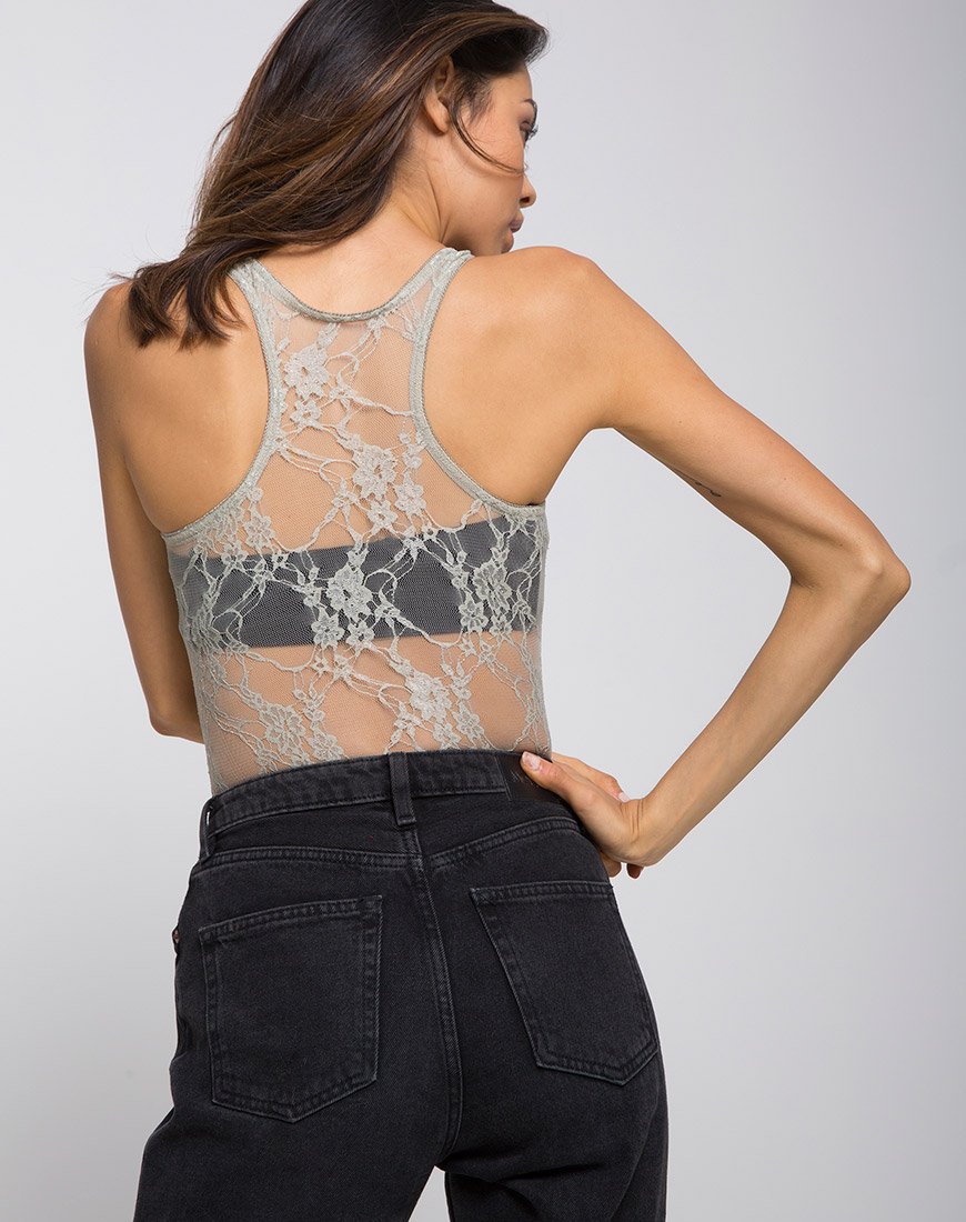 Picot Lijfje in Daisy Kant Pistache
