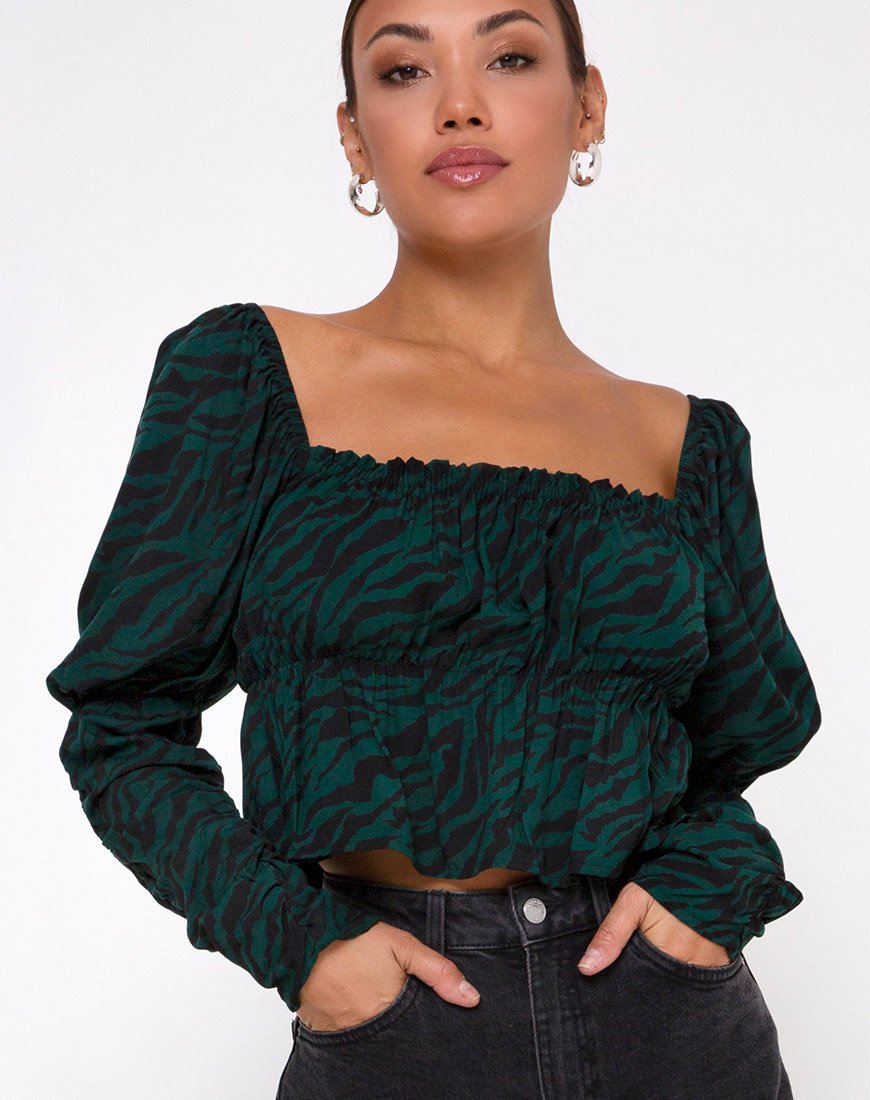 Piery Top in 90's Zebra Bosgroen