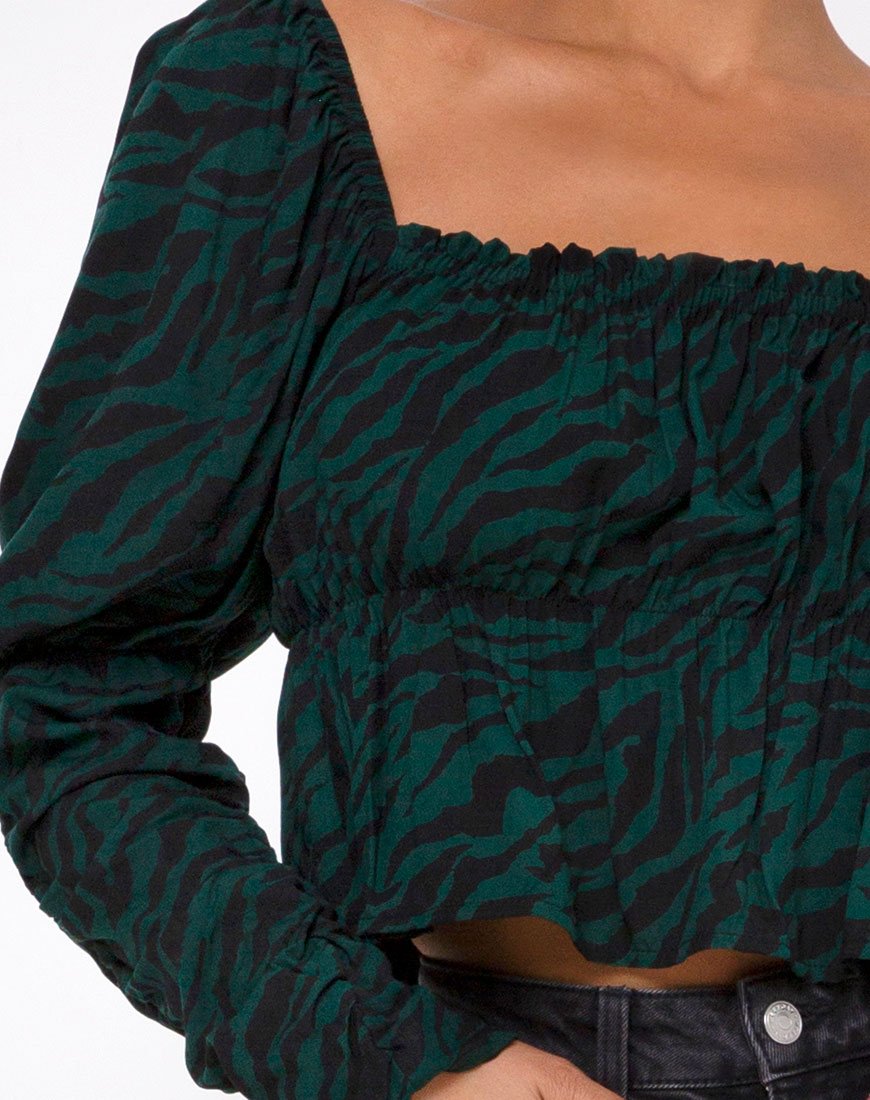 Afbeelding van Piery Top in 90s Zebra Bosgroen